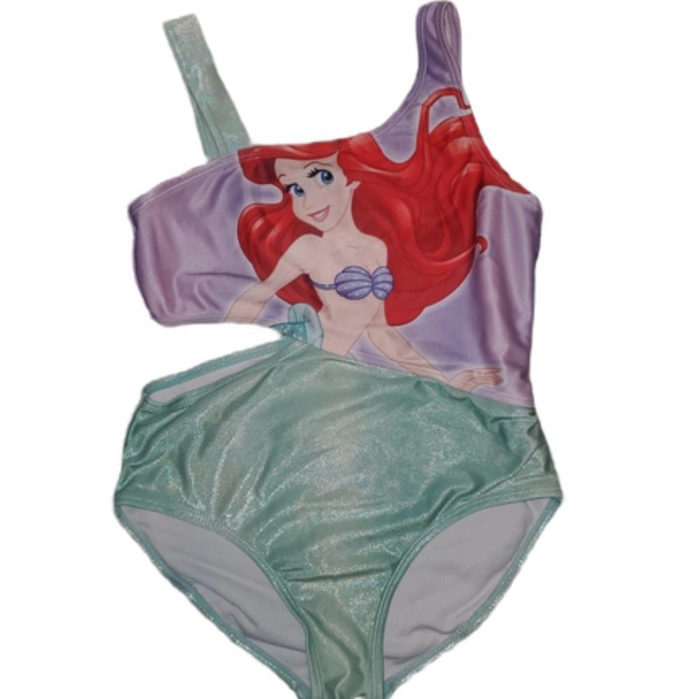 Little Mermaid Girls Ariel Cut Out One Piece Swimsuit || 10/12 - Picture 2 of 8